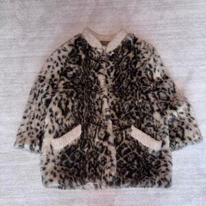 Vintage Dubrowsky & Perlbinder Women's Toggle Front Faux Fur leopard print sz 88
